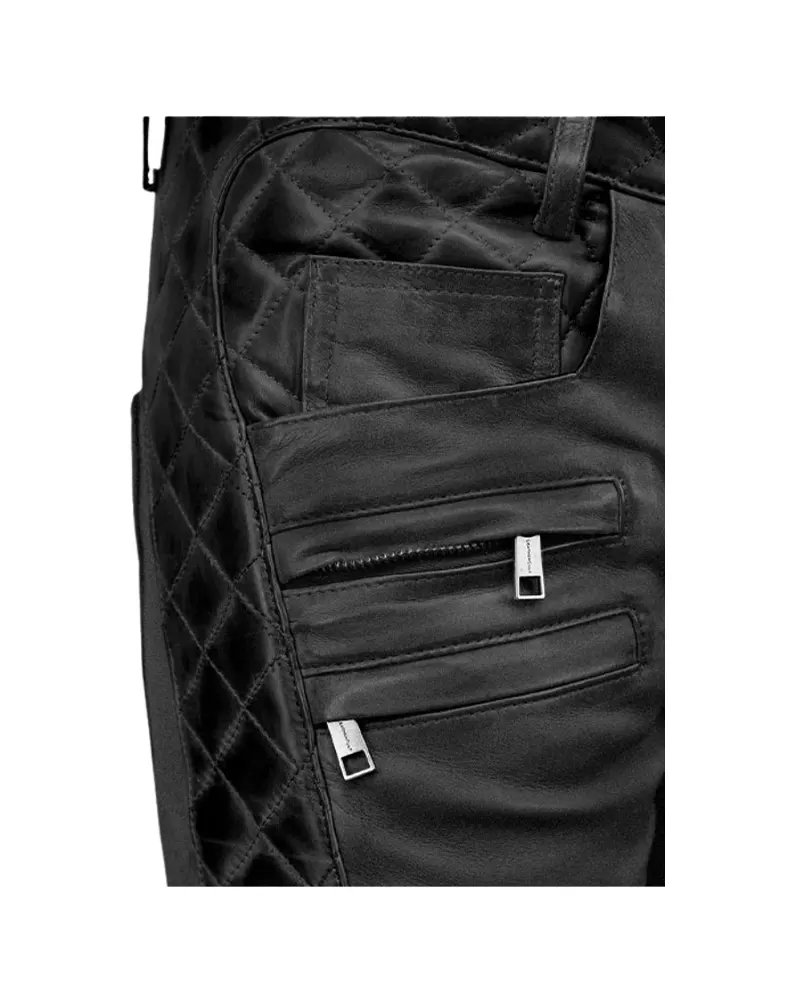 Mens Charcoal Leather Pants - Image 5