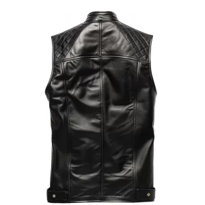 Alternative view of Men Black Quilted Style Leather Vest