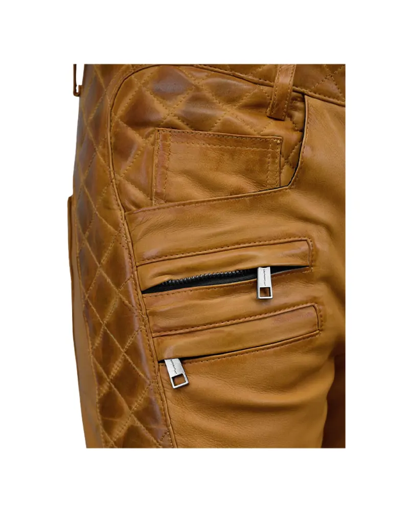 Men's Outlaw Burnt Mustard Leather Pants - Image 2