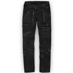 Mens Black Bolt Leather Pants