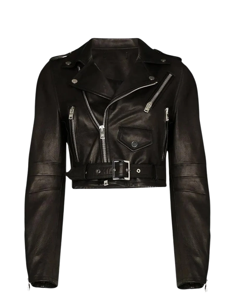 Women’s Black Lambskin Biker Leather Jacket