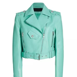 Women Leather Belted Biker Jacket