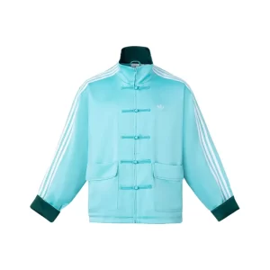 Chinese New Year Style Button Stripe Denim Jacket