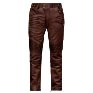 Mens Maroon Leather Pants