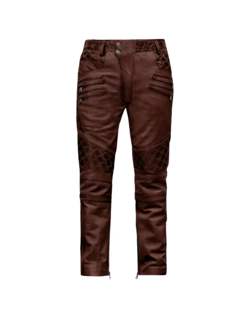 Mens Maroon Leather Pants