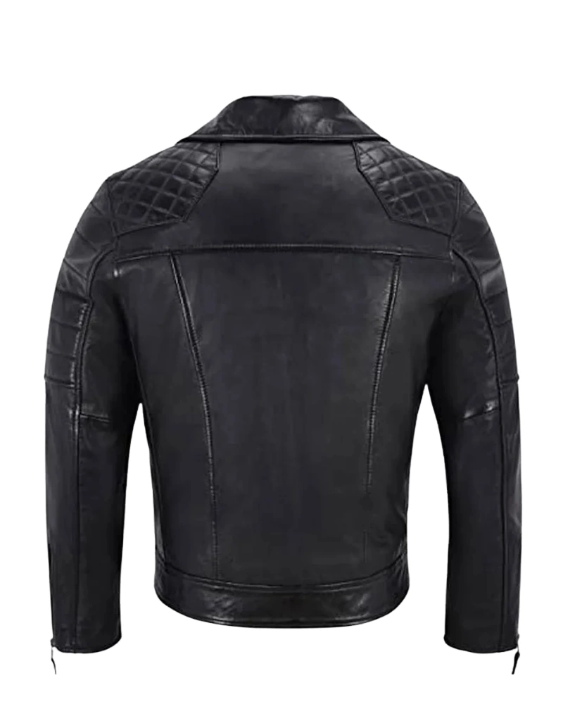 Mens Biker Lambskin Leather Jacket - Image 3