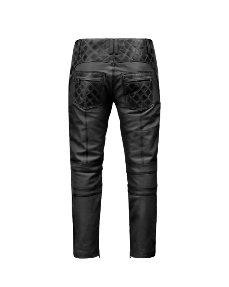 Mens Charcoal Leather Pants - Image 3
