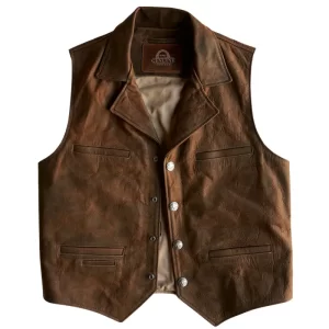 Mens Brown Retro Cowboy Leather Vest