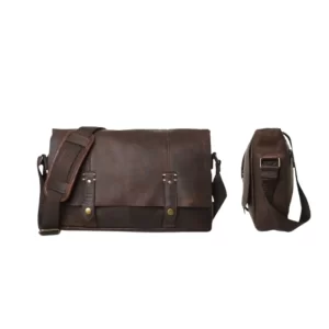 Walker Dark Brown Leather Messenger Bag