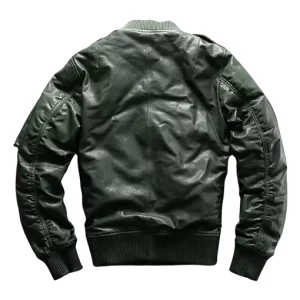 Alternative view of Men's Casual Spades Bomber Leather Jacket