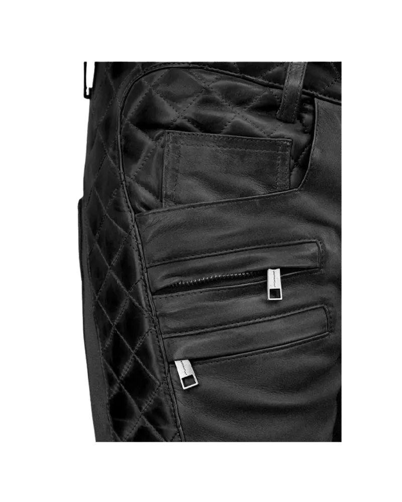 Mens Charcoal Leather Pants - Image 2