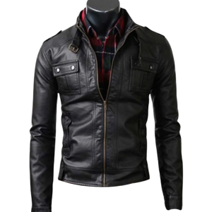 Men’s Casual Slim Fit Black Leather Jacket