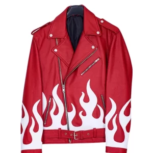 Meteor Flames Biker Leather Jacket