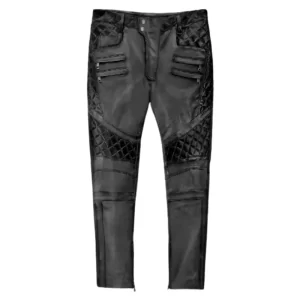 Mens Charcoal Leather Pants