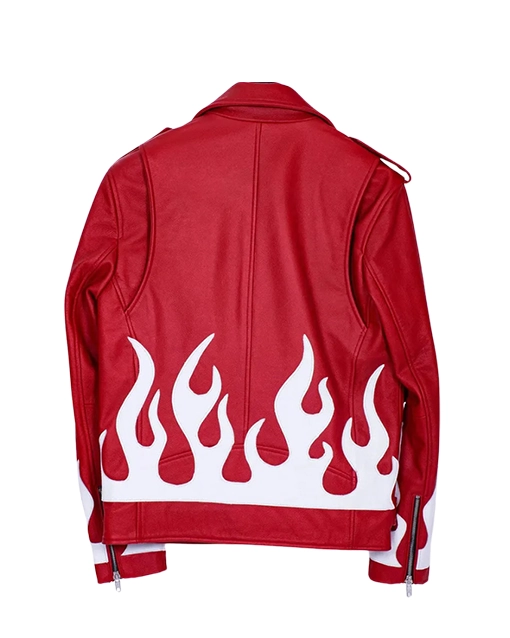 Meteor Flames Biker Leather Jacket - Image 2