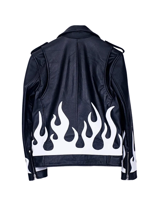 Meteor Flames Leather Biker Jacket - Image 2