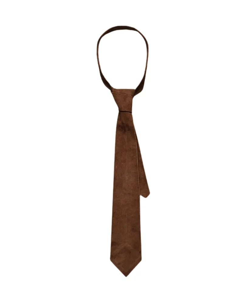 Soft Tan Brown Suede Leather Tie