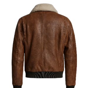 Alternative view of Ace Brown Bomber Leather Jacket