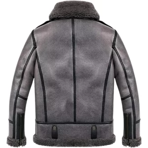 Alternative view of B3 Bomber Aviator Pilot Real Sheepskin Shearling Leather Jacket
