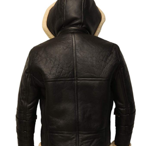 Alternative view of B3 Shearling Removable Hood Black Jacket