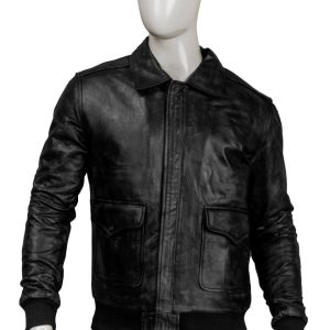 Alternative view of Black Bomber Real Sheepskin Leather Jacket