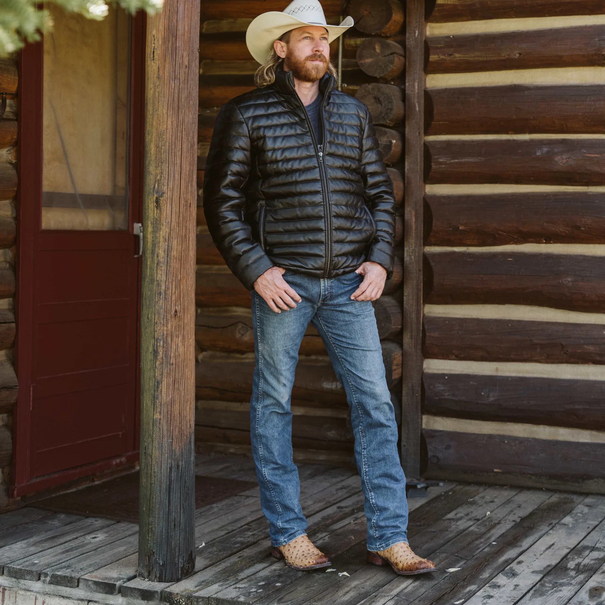 Black Bridger Leather Down Jacket - Image 5