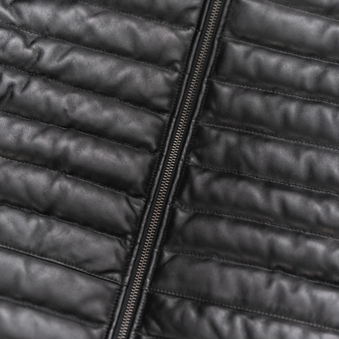 Black Bridger Leather Down Jacket