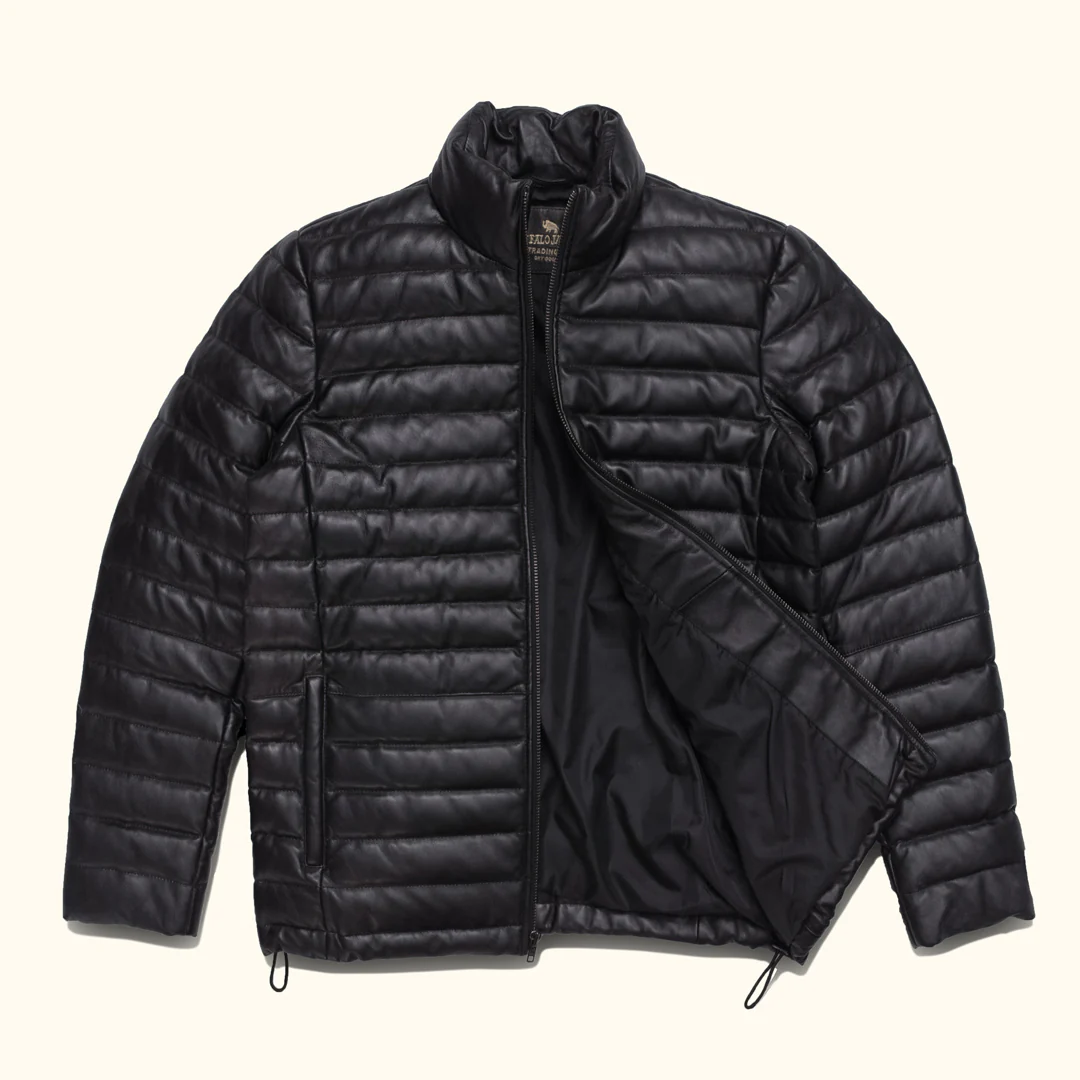 Black Bridger Leather Down Jacket