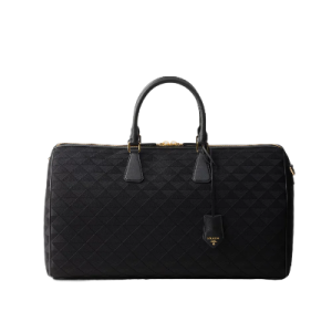 Alternative view of Black Embroidered Fabric Leather Duffel Bag
