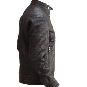 Alternative view of Mens Black Leather Quilted Jacket