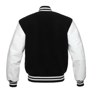 Alternative view of Black Wool & White Leather Varsity Jacket