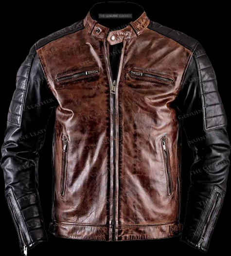 Mens Vintage Cafe Racer Leather Jacket - Image 5
