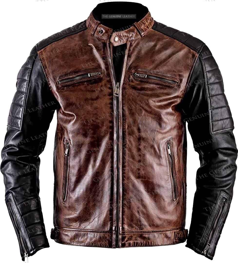 Mens Vintage Cafe Racer Leather Jacket - Image 3