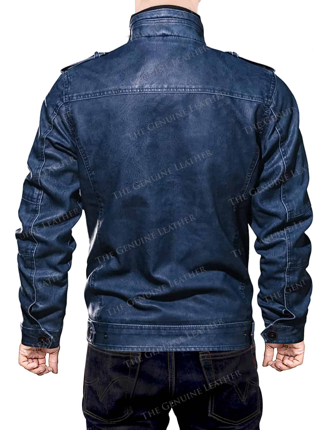 Mens Leather Denim Jacket - Image 3