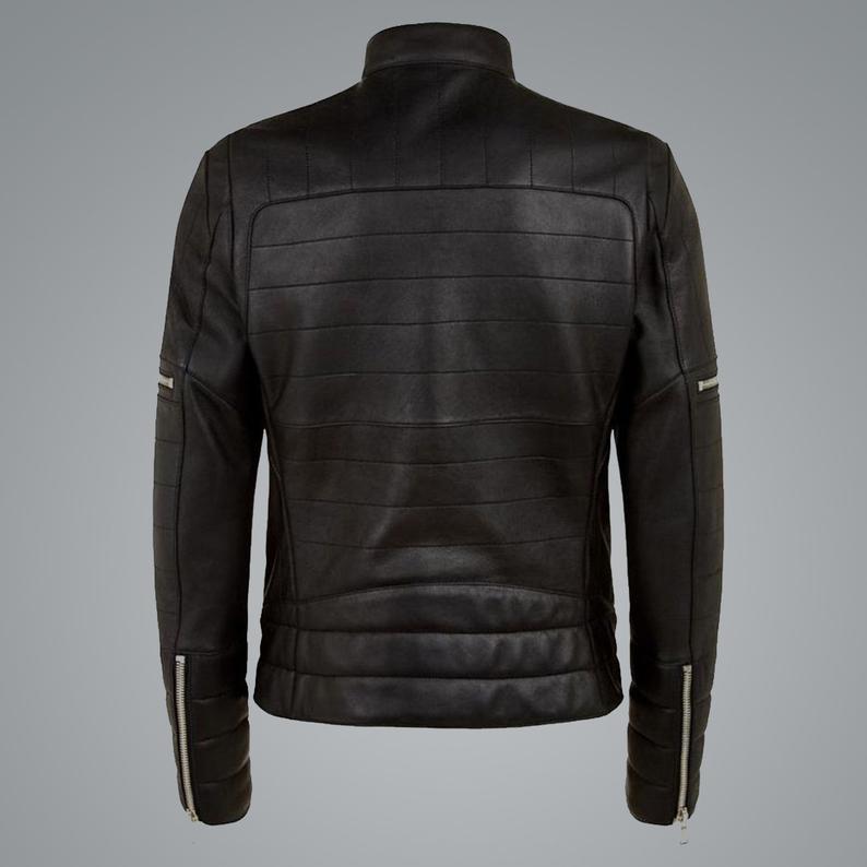Brando Black Biker Leather Jacket - Image 2