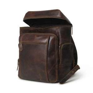 Alternative view of Alpha Brown Buffalo Leather Travel Backpack