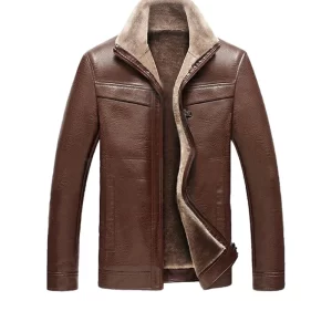 Brown Fur Leather Jacket