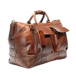 Alternative view of Brown Leather Travel Duffle Bag