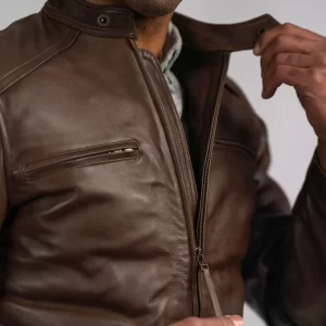 Alternative view of Brown Sale Thompson Leather Moto Jacket