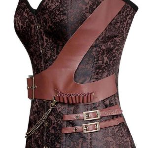 Alternative view of Women Brown Jacquard Leather Corset