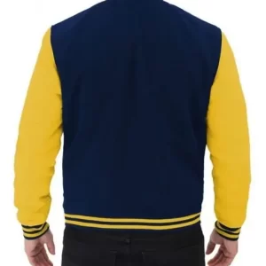 Alternative view of Blue and Yellow Varsity Leather Jacket