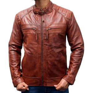 Alternative view of Classic Diamond Biker Leather Jacket