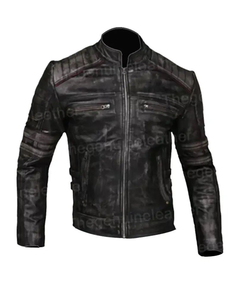 Cafe Racer Distressed Vintage Biker Jacket