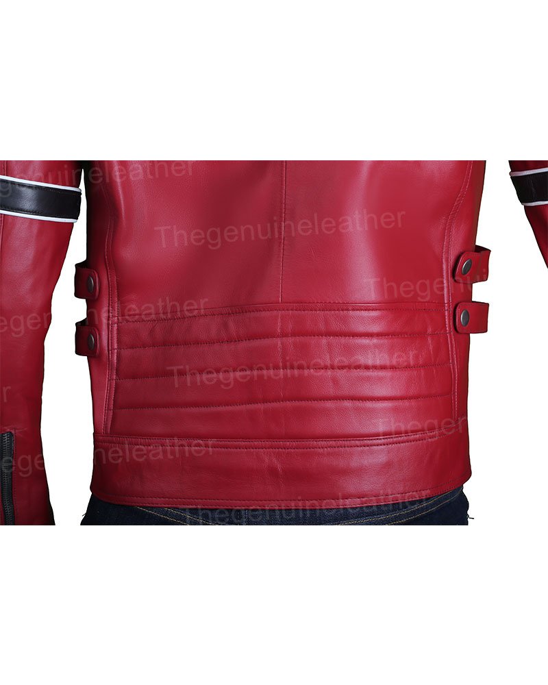 Mens Red Cafe Racer Jacket - Image 6