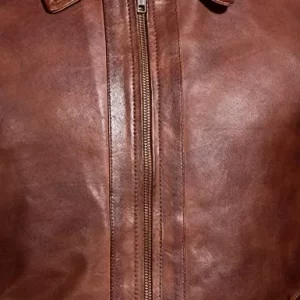 Alternative view of Cafe Racer Retro Brown Leather Jacket