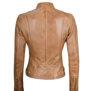 Alternative view of Womens Camel Brown Leather Jacket