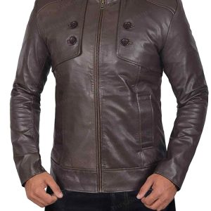 Alternative view of Men's Brown Bomber Biker Jacket