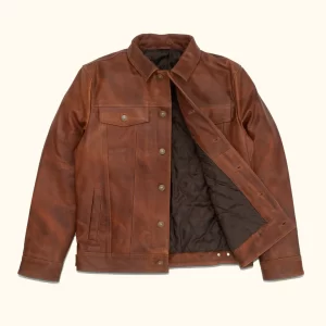 Alternative view of Cognac Brown Driggs Leather Jacket