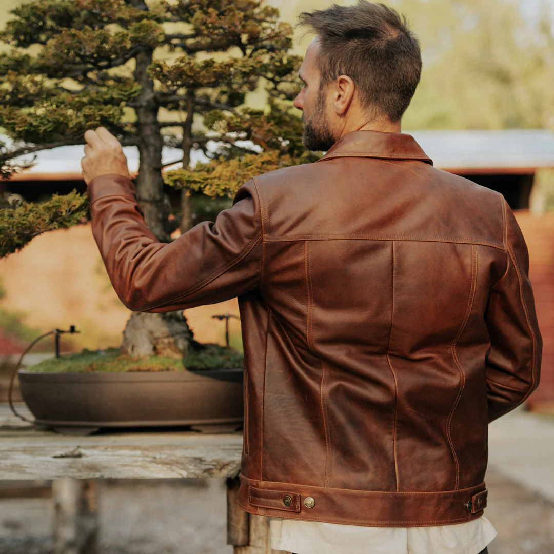 Cognac Brown Driggs Leather Jacket