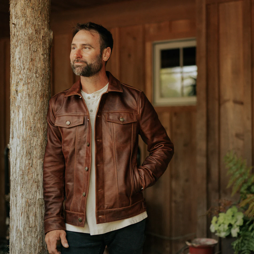 Cognac Brown Driggs Leather Jacket